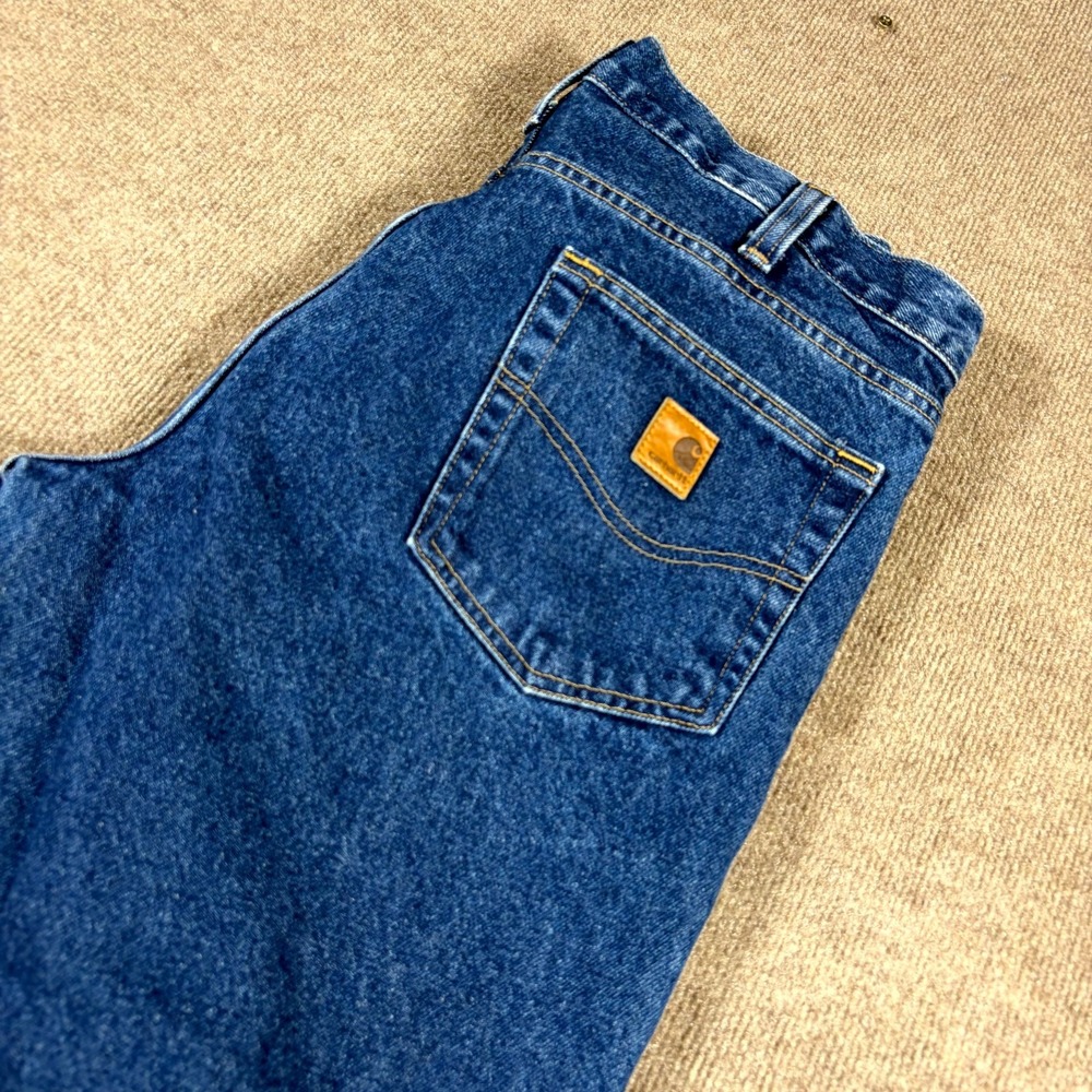 Carhartt Jeans Men 36X30 Blue Denim Cotton Traditional Fit Mid Rise Straight Leg
